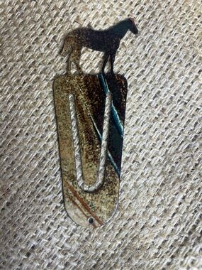 Enameled Metal Rust-Toned Horse Bookmark - Brown